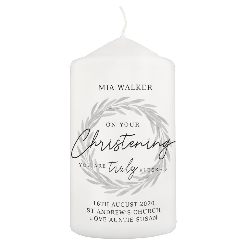 Personalised Truly Blessed Christening Pillar Candle £11.69